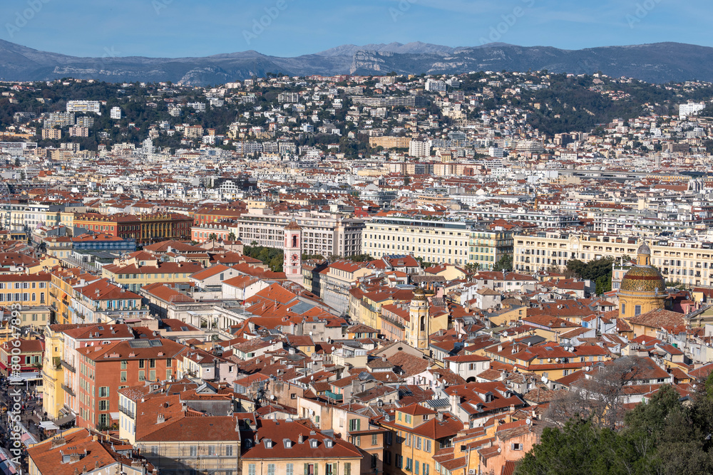 Panoramic view of city of Nice, France