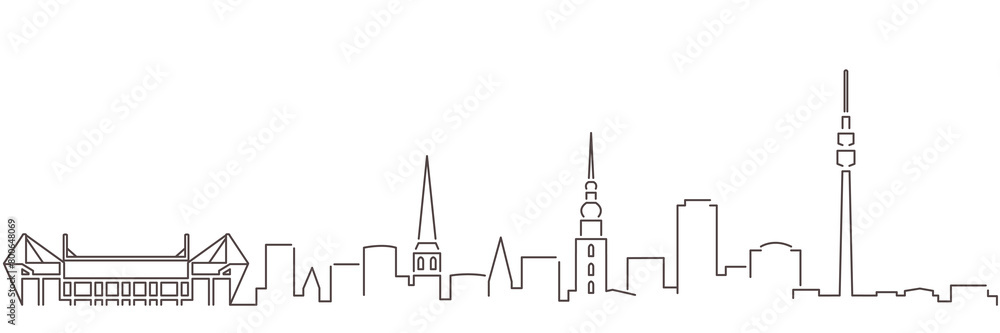 Obraz premium Dortmund Dark Line Simple Minimalist Skyline With White Background