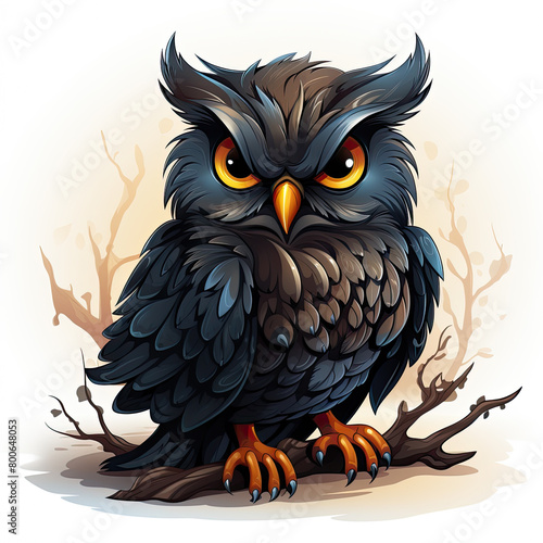Watercolor Owl vector, clipart Illustration, Generative Ai © SantoshArt