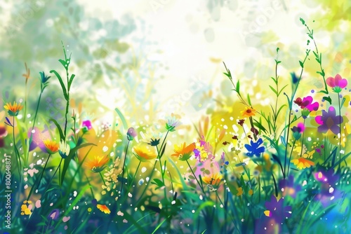 A beautiful painting of a field of wild flowers. Perfect for nature lovers and floral enthusiasts