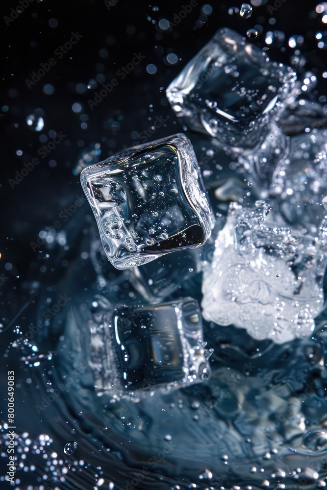 Ice cubes floating on water with nice lighting effects
Ice cubes floating on water with nice lighting effects