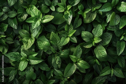Close up of vibrant green leaves, perfect for nature backgrounds #800650006