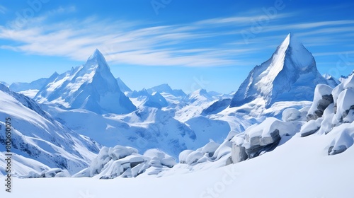 beautiful panorama of snowy mountains in the Alps - 3d illustration