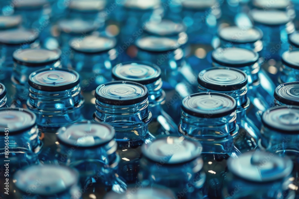 Bottles of water placed on a table, suitable for hydration concept Bottles of water placed on a table, suitable for hydration concept