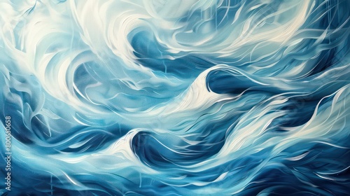 background with texture of oil painting of expressive abstract waves 