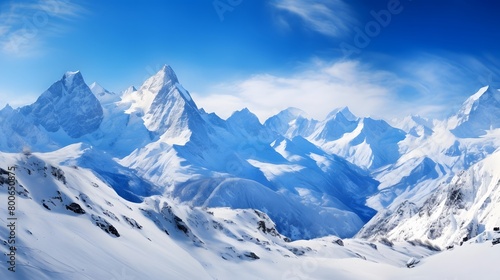panoramic view of the snowy mountains in the Swiss alps © I