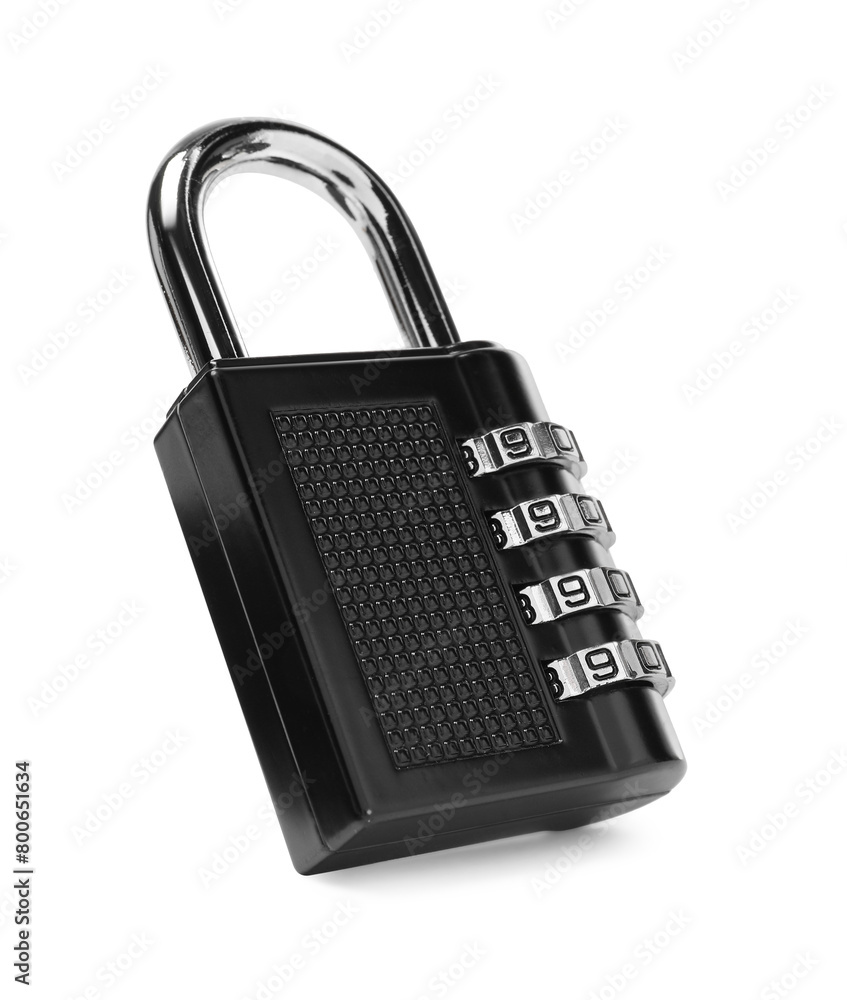 Locked steel combination padlock isolated on white Locked steel combination padlock isolated on white