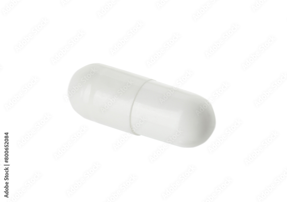 One vitamin capsule isolated on white. Health supplement One vitamin capsule isolated on white. Health supplement