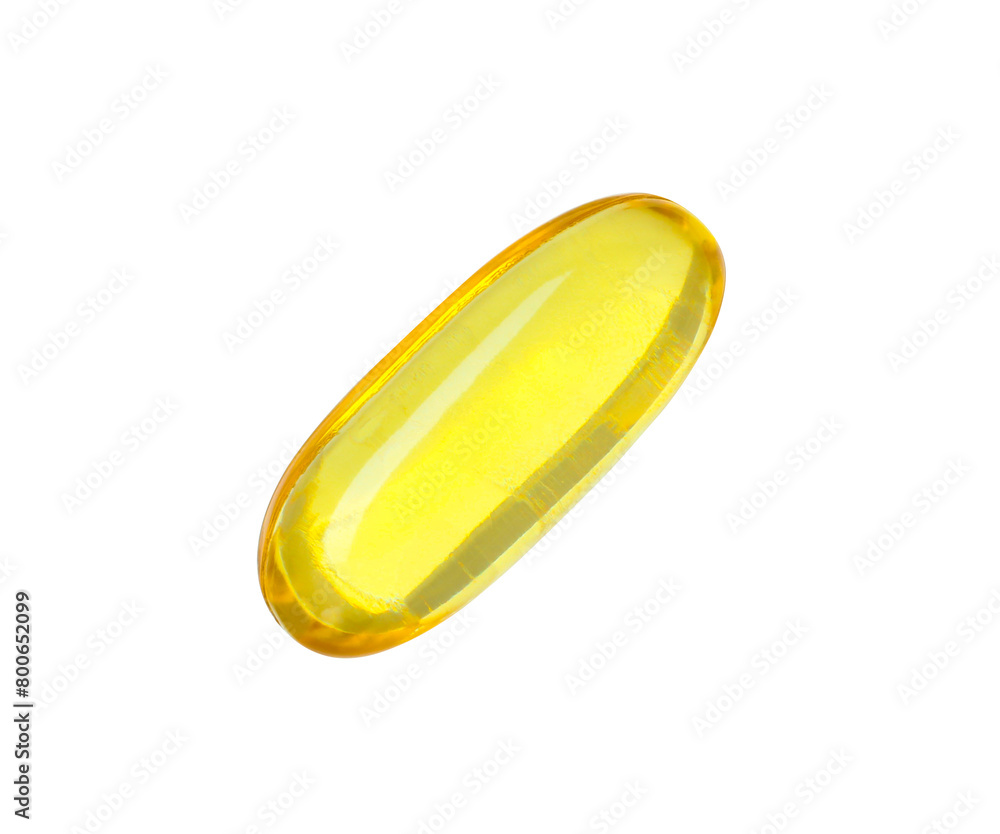 One vitamin capsule isolated on white. Health supplement One vitamin capsule isolated on white. Health supplement