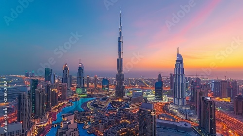 Dubai skyline with Burj Khalifa  luxury and innovation