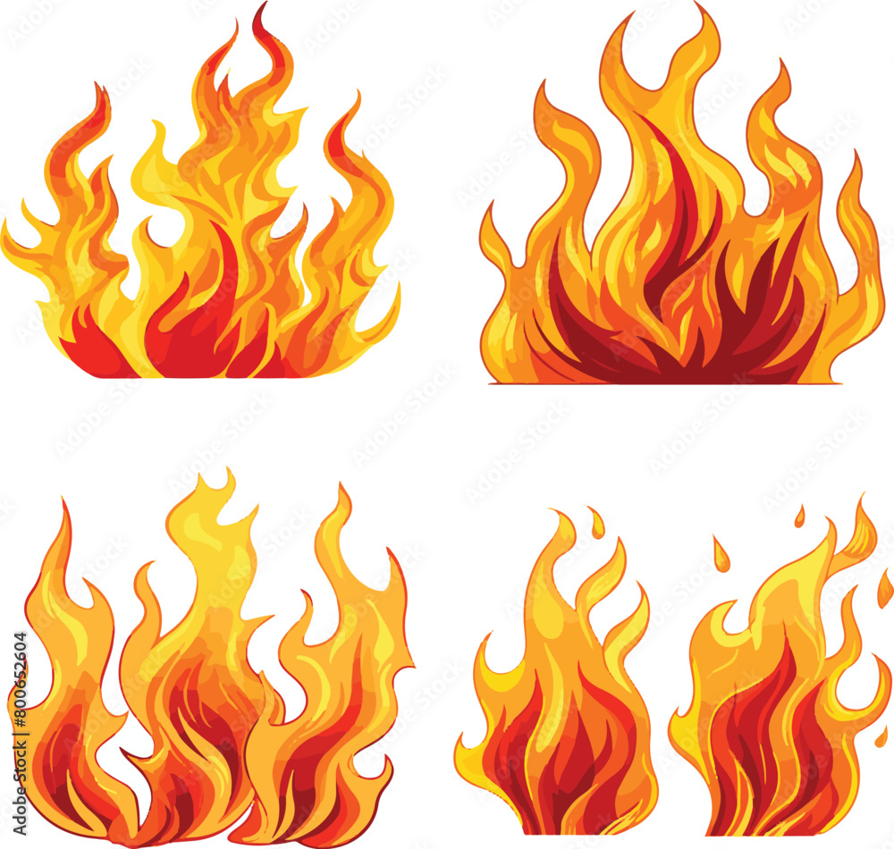 Fire Vector Illustration Set Fire Vector Illustration Set