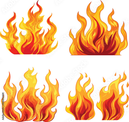 Fire Vector Illustration Set