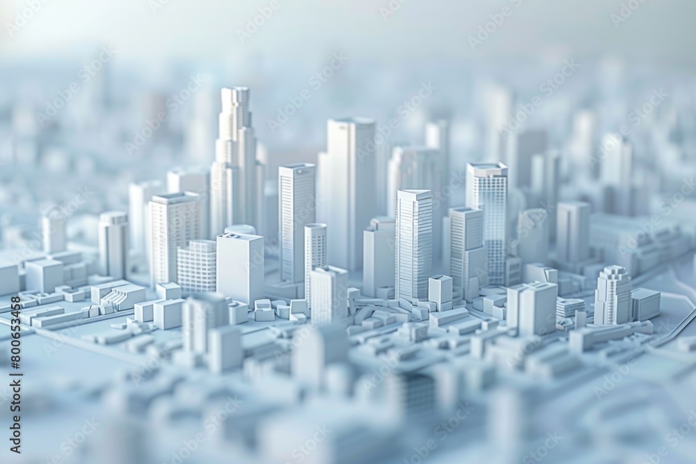 Fototapeta premium Urban model with skyscrapers, ideal for architectural projects