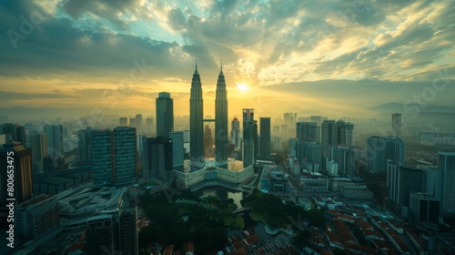 Kuala Lumpur skyline  Malaysia  iconic Petronas Towers
