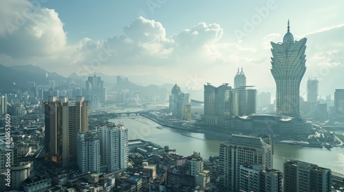 Macau skyline  China  blend of Portuguese and Chinese architecture