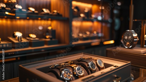 Array of Watches in Display Case