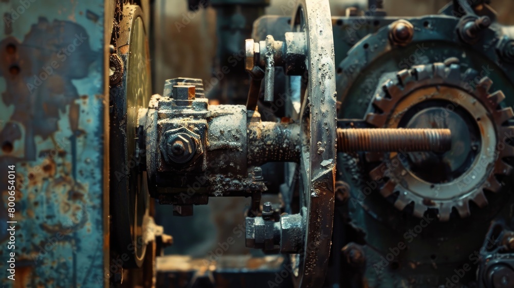 Detailed view of a machine with gears. Suitable for industrial concepts Detailed view of a machine with gears. Suitable for industrial concepts