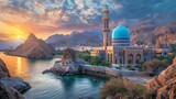 Muscat skyline, Oman, coastal and mountainous backdrop