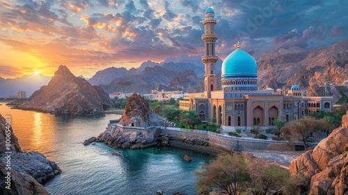 Muscat skyline, Oman, coastal and mountainous backdrop photo