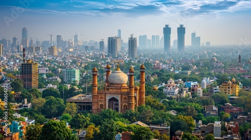 New Delhi skyline, India, mix of colonial and modern architecture photo