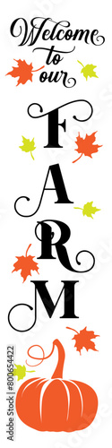 fall porch sign vector illustration, thanksgiving porch vertical sign with pumpkin for home, door front and house decoration design.