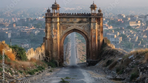 Peshawar skyline, Pakistan, historic Khyber Pass gateway photo