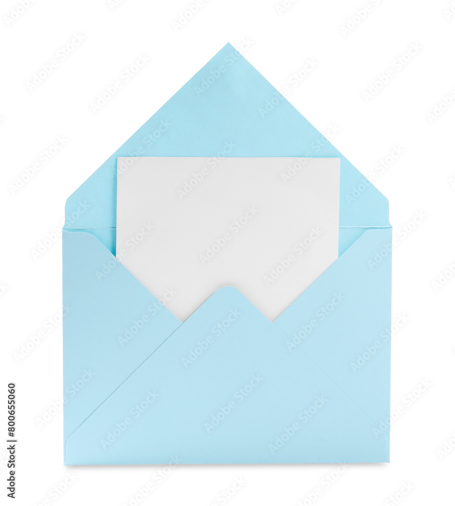 Letter envelope with card on white background Letter envelope with card on white background