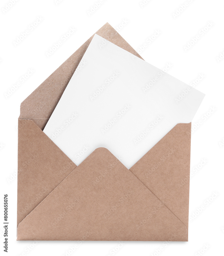 Letter envelope with card on white background Letter envelope with card on white background