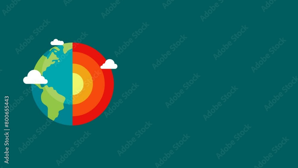 animation of earth layers with clouds