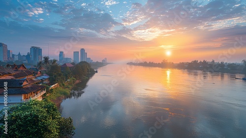 Vientiane skyline, Laos, tranquil city on the Mekong River