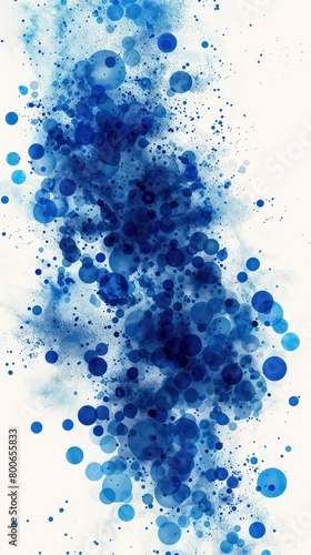 digital representation of pathology made of blue dots and splashes in a white vertical background 