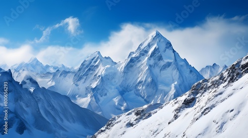 Panoramic view of snow covered mountains in Cordillera Blanca  Peru