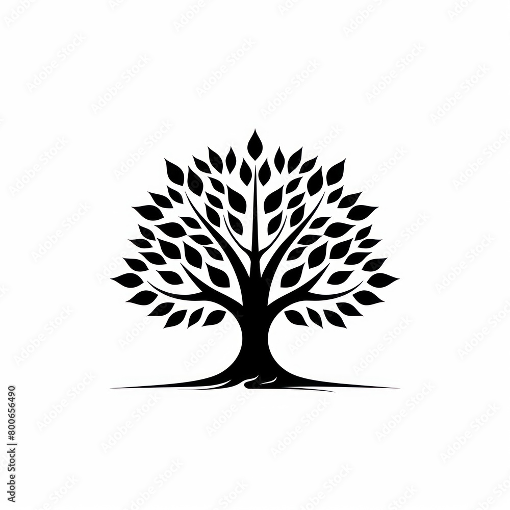 design symbol of a silhouette tree in black color on white background design symbol of a silhouette tree in black color on white background