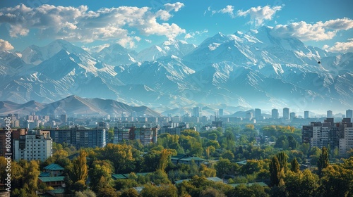 Bishkek skyline, Kyrgyzstan, gateway to the Tien Shan mountains © mogamju