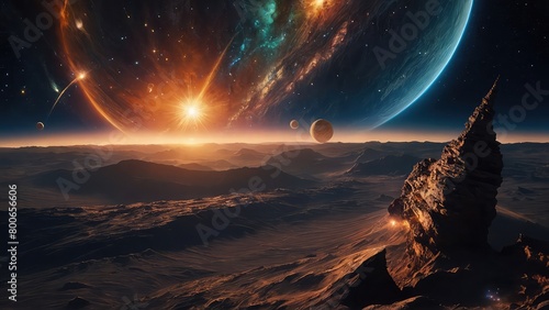 AI generated illustration of Beautiful space and nebula background for your next digital project.