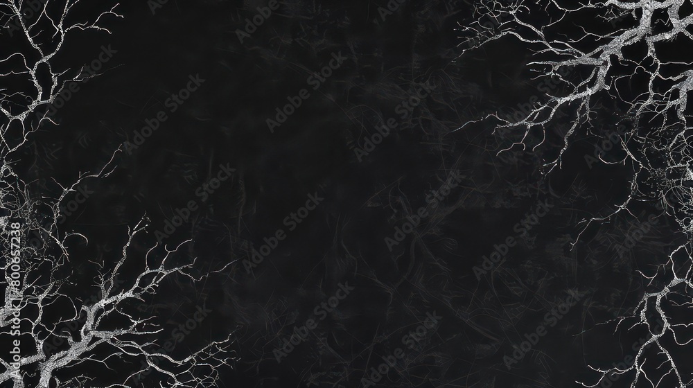 veins growing like roots or lightning in white color on a plain solid black background 