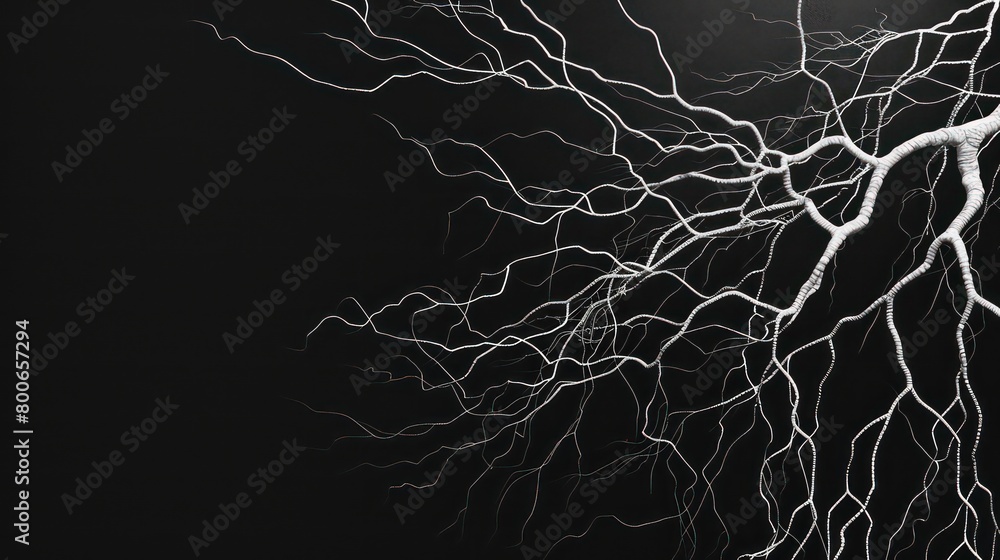 veins growing like roots or lightning in white color on a plain solid black background veins growing like roots or lightning in white color on a plain solid black background
