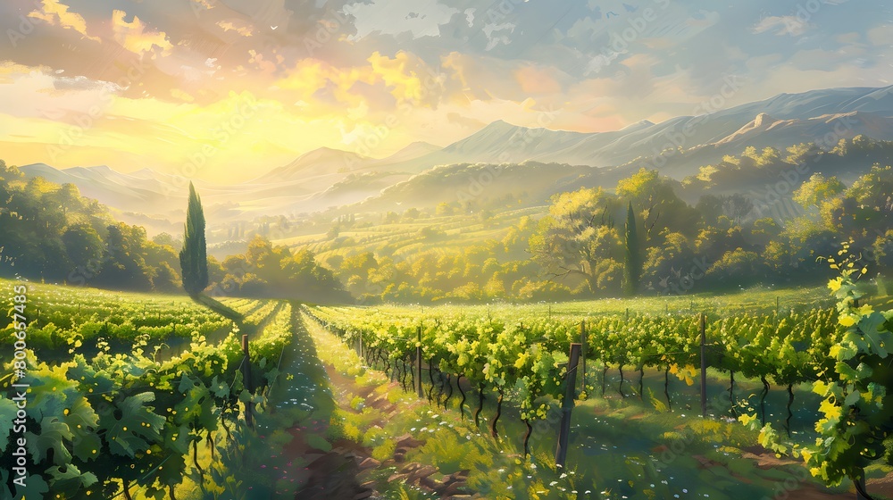 vineyard in the morning

