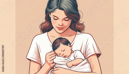 Tender moment between mother and child, maternal bond illustration