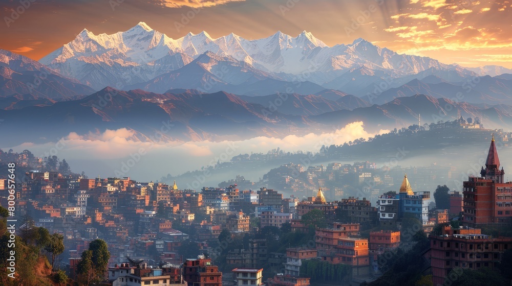 Kathmandu skyline, nestled among the Himalayas