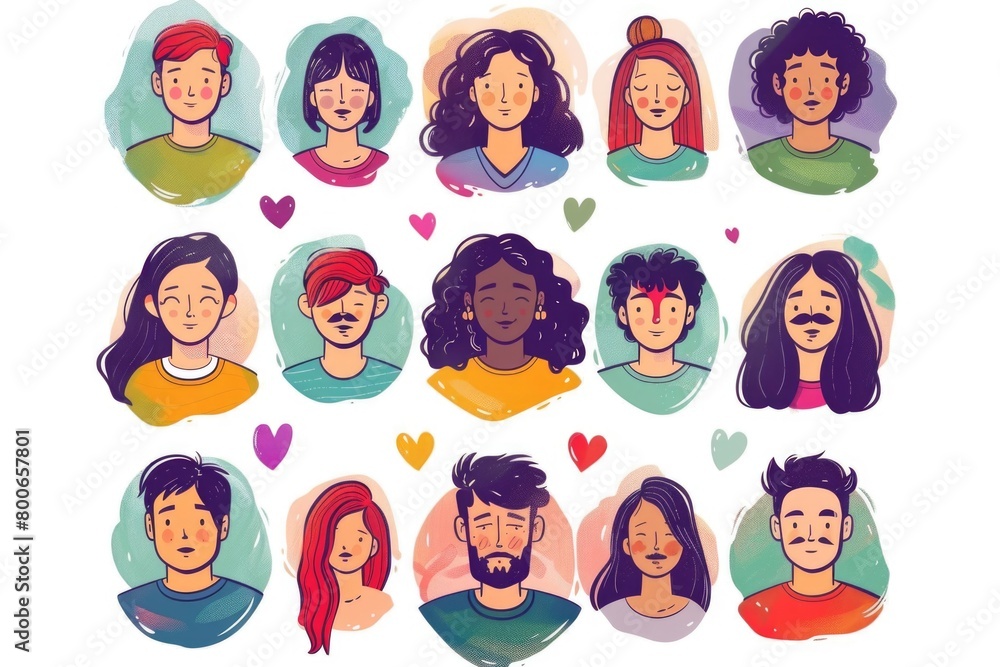 Group of individuals showing various facial expressions, suitable for marketing and advertising materials Group of individuals showing various facial expressions, suitable for marketing and advertising materials