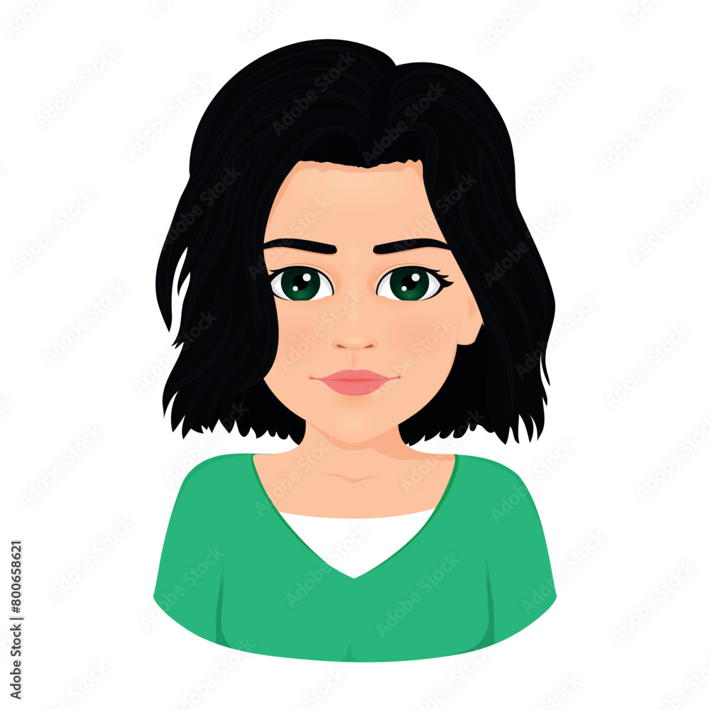 Portrait of woman with black and short hair Portrait of woman with black and short hair