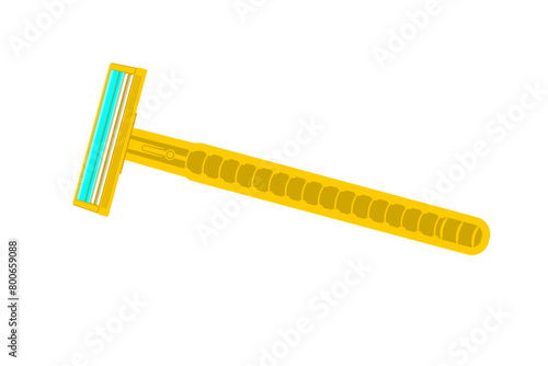 Simple yellow disposable razor with different angles in vector flat illustration art design.