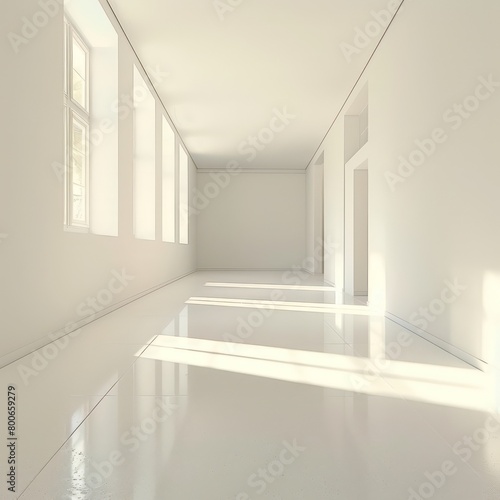 wide empty room in perspective with drawing structure lines in white colors and nice light