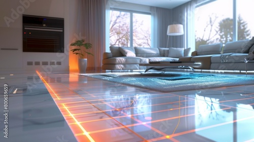 Modern Living Room With Holographic Display Tech at Daytime