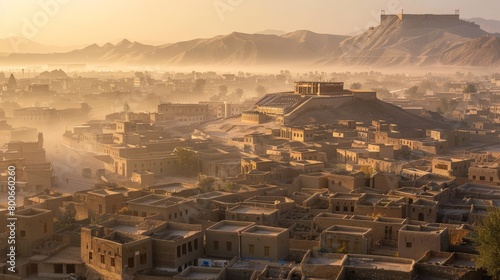 Kandahar skyline, Afghanistan, ancient city modernizing photo