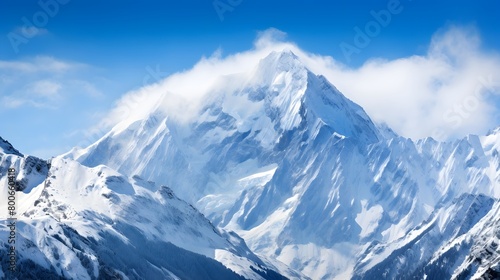 Panoramic view of the snowy mountains of the Caucasus. Russia