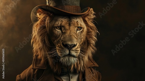 lion gentleman with a crooked hat