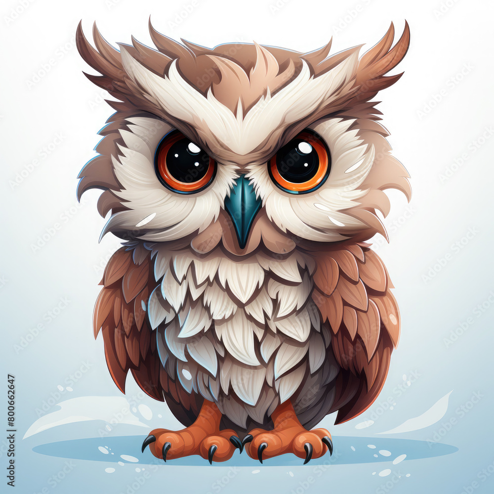 Fototapeta premium Watercolor Owl vector, clipart Illustration, Generative Ai