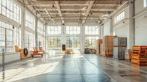 bright and modern warehouse with big windows and nice light photo